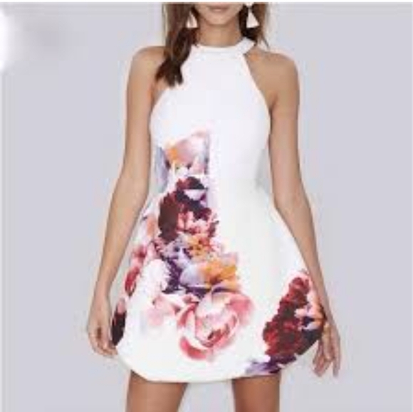 Keepsake The Label - Plum floral halter cocktail dress in size XS - Picture 4 of 4